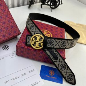 Tory Burch T monogram jacquard Black Belt For Women