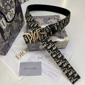 Dior Oblique Jacquard Gold Signature Women's Belt