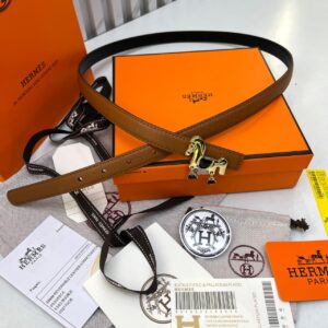 Hermès Horse Buckle Gold Equestrian Edition Tan Women's Belt